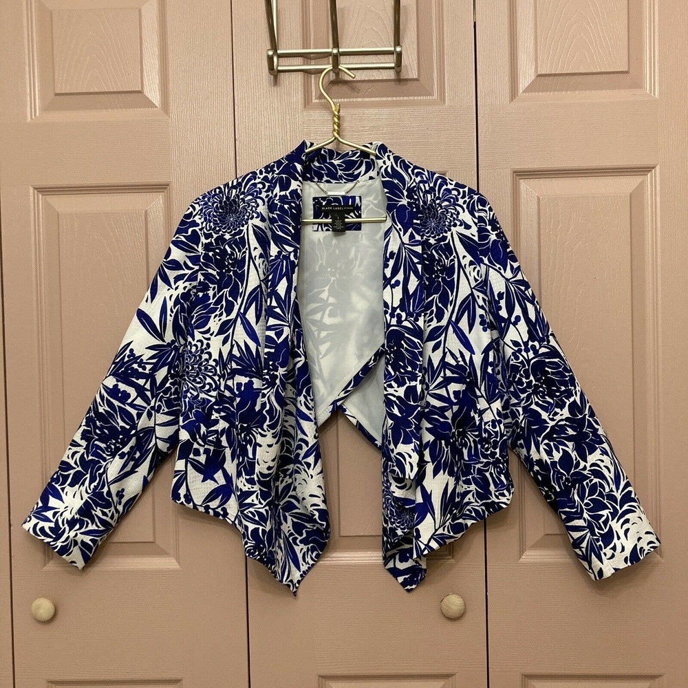 Chico's Black Label Jacket Asymmetrical Style Drape Front High Crisscross Size1